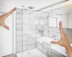 Visualisering av komplett badrenovering fra planlegging til ferdig resultat utført av BM Bygg AS